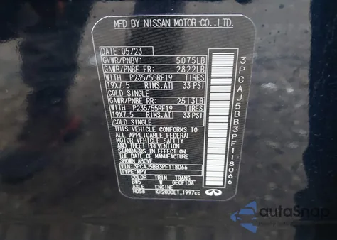 2023 Infiniti Qx50 Luxe Awd from USA, damaged, VIN 3PCAJ5BB3PF118066